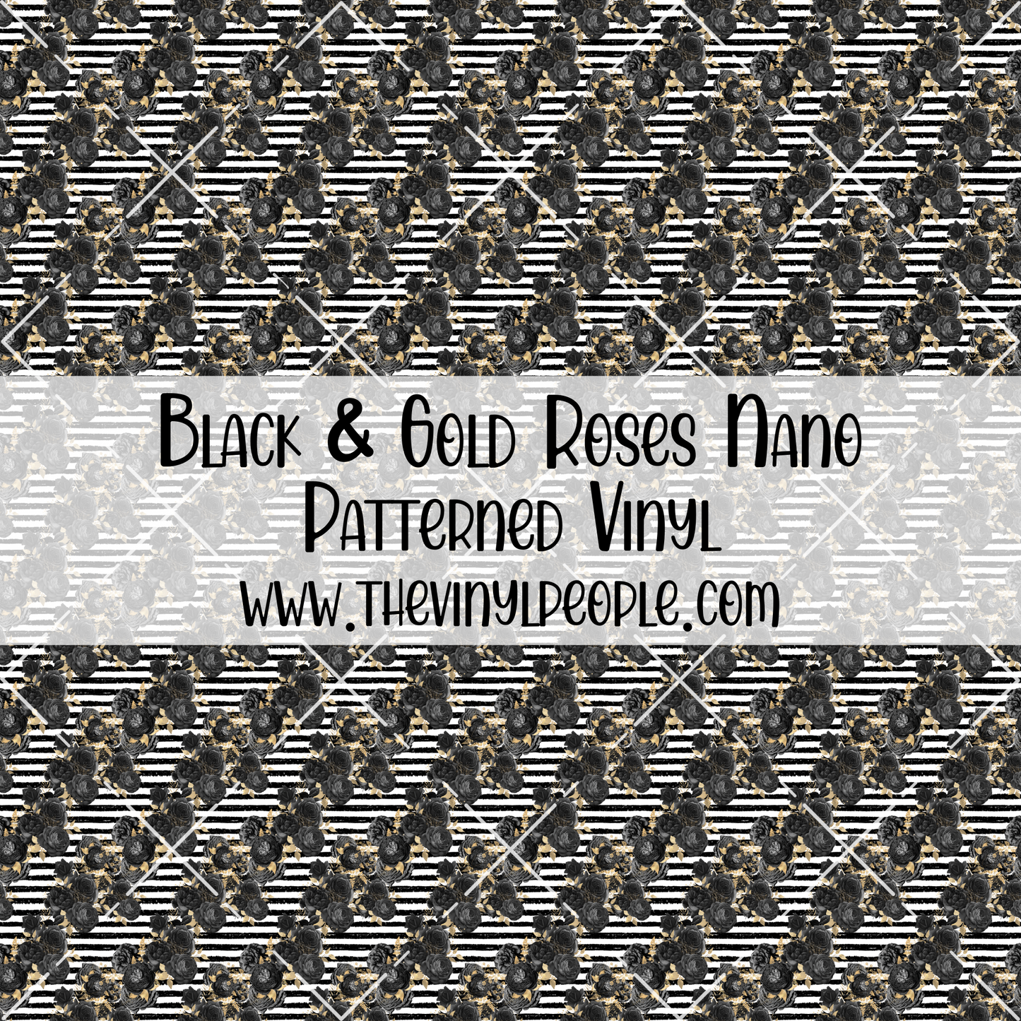 Black & Gold Roses Patterned Vinyl