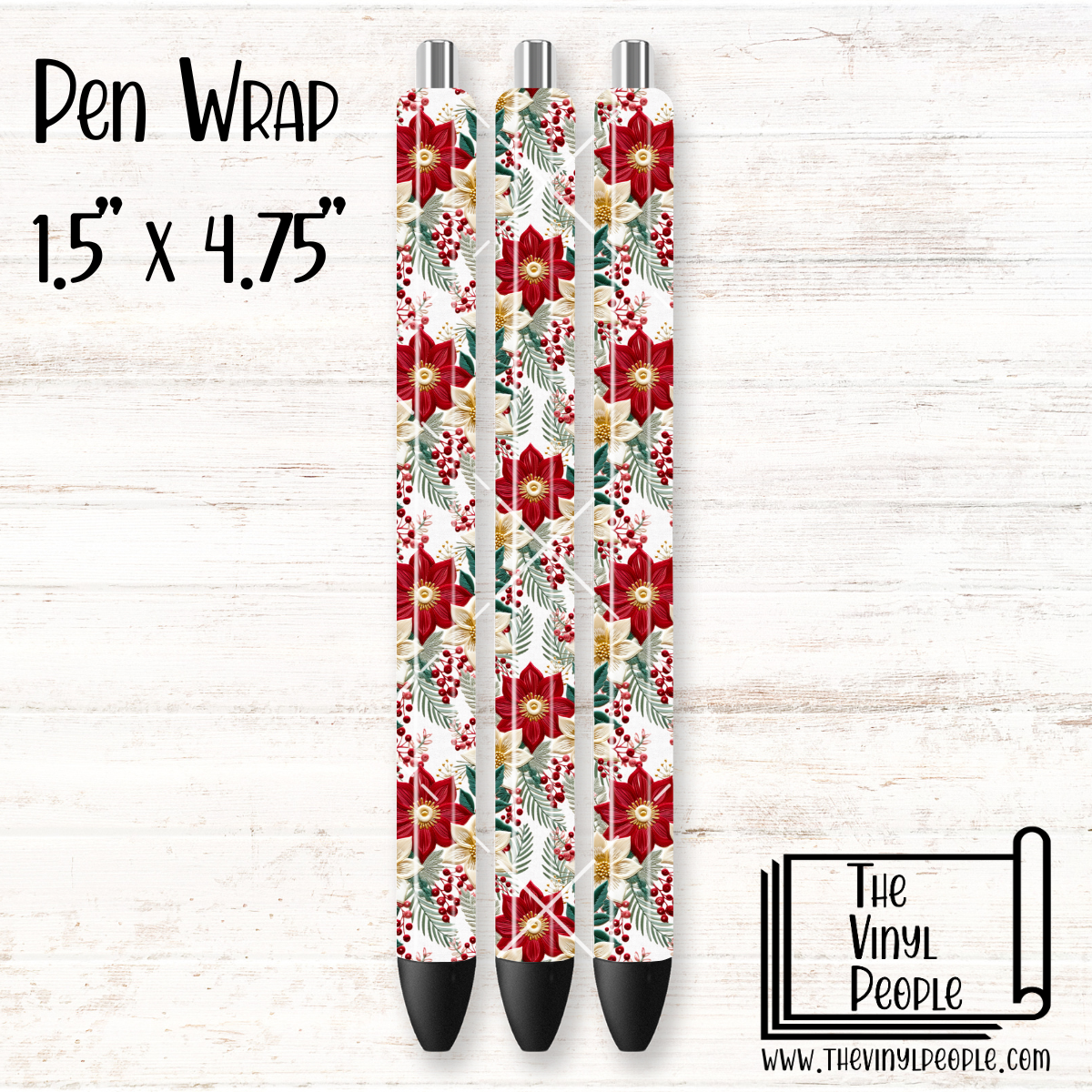 Christmas Floral Embroidery Pen Wrap