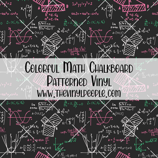 Colorful Math Chalkboard Patterned Vinyl