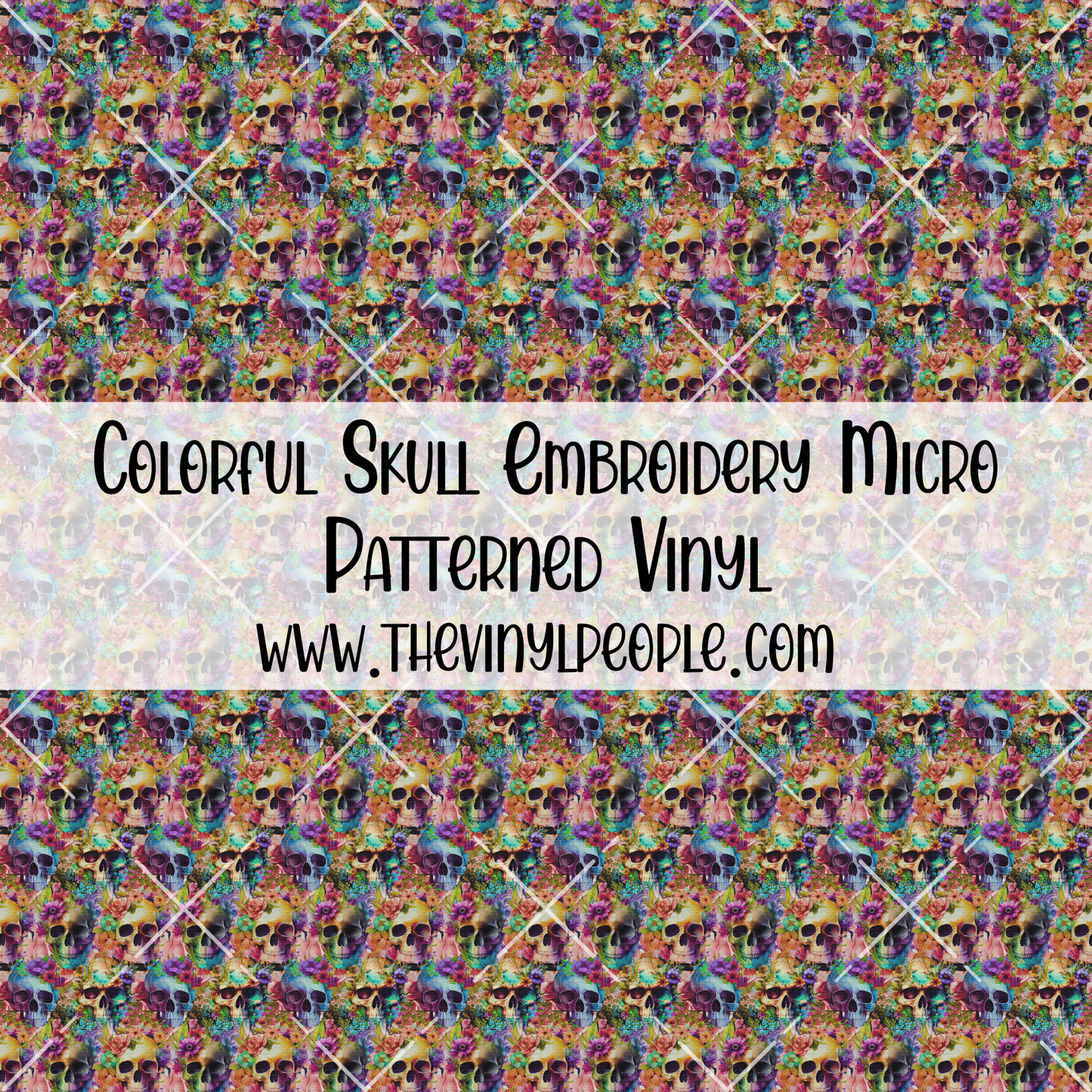 Colorful Skull Embroidery Patterned Vinyl