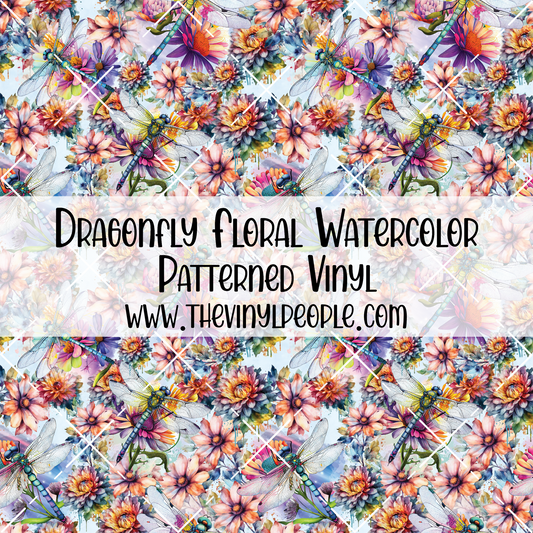 Dragonfly Floral Watercolor Patterned Vinyl