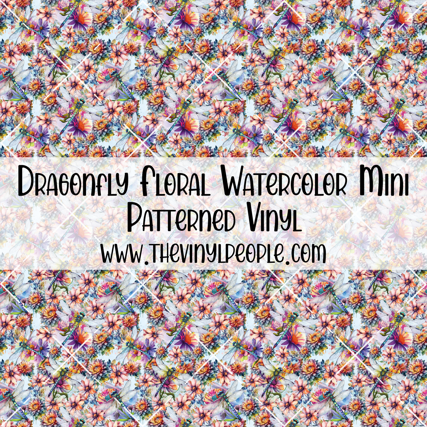 Dragonfly Floral Watercolor Patterned Vinyl