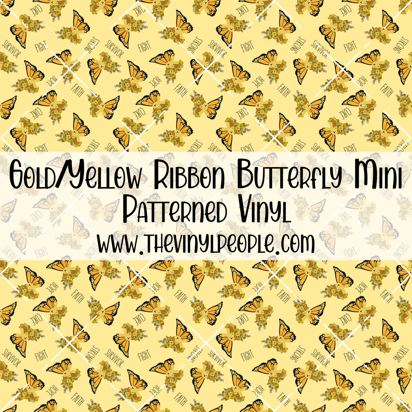 Gold/Yellow Ribbon Butterfly Patterned Vinyl