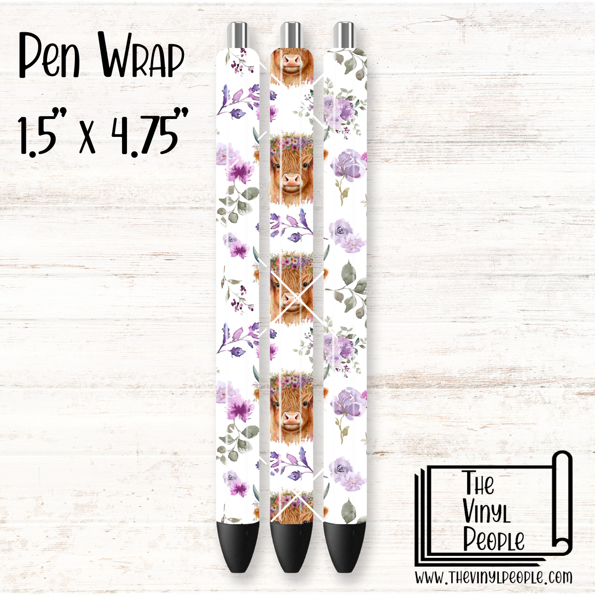 Highland Cow Purple Floral Pen Wrap