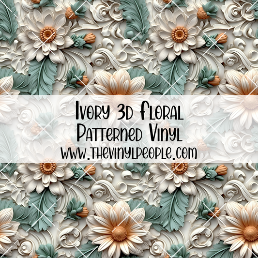Ivory 3D Floral Patterned Vinyl