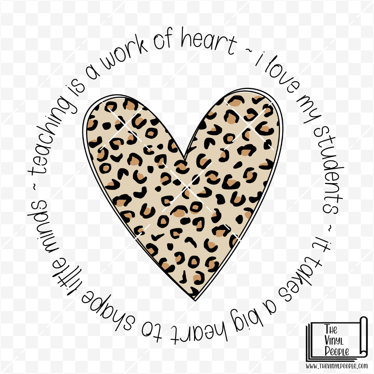 Leopard Heart Teacher Vinyl Decal