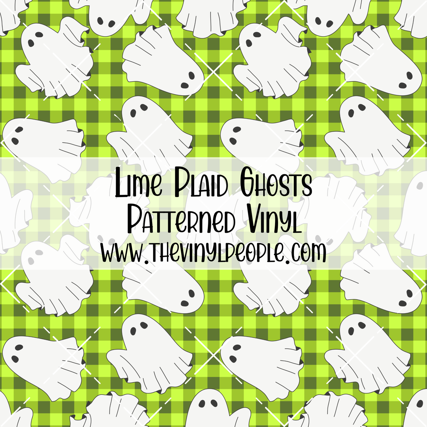 Lime Plaid Ghosts Patterned Vinyl