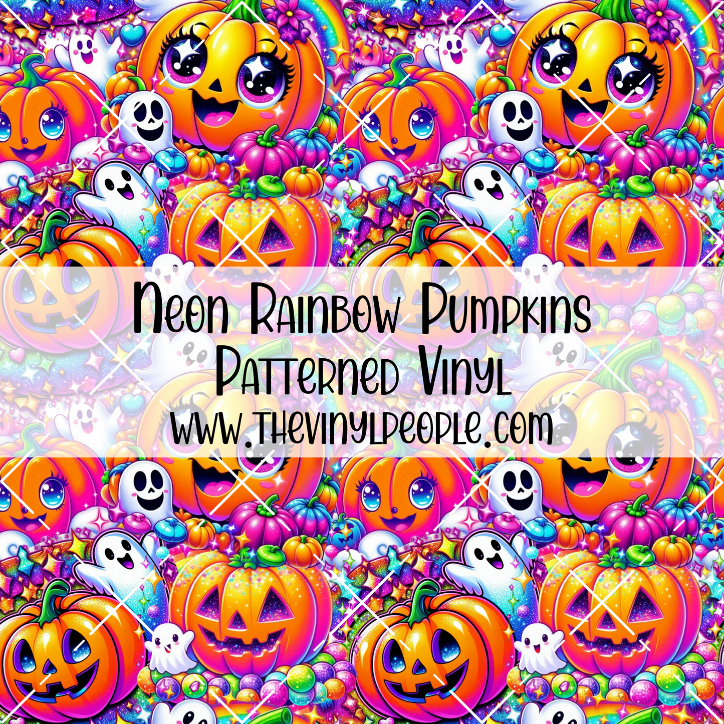 Neon Rainbow Pumpkins Patterned Vinyl