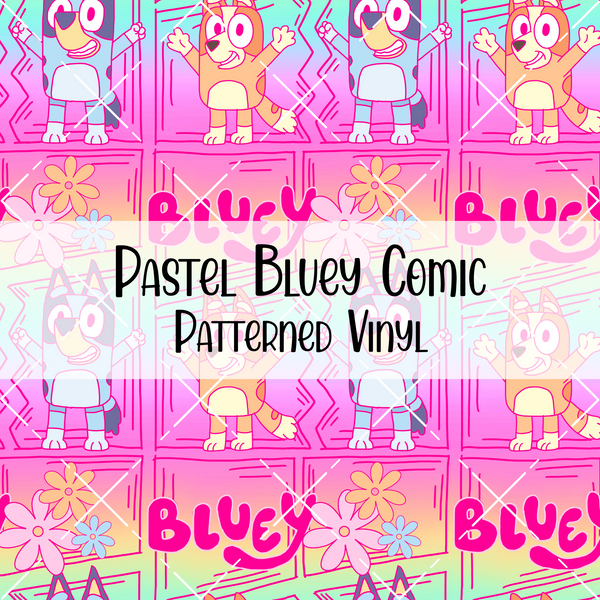 Pastel Bluey Comic Patterned Vinyl