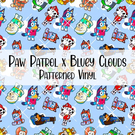 Paw Patrol x Bluey Clouds Patterned Vinyl