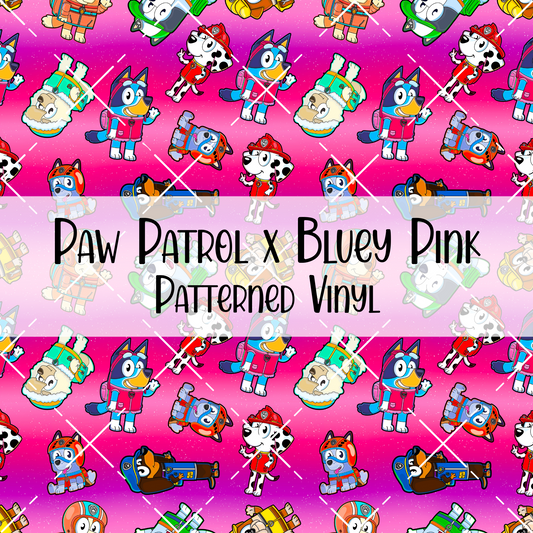 Paw Patrol x Bluey Pink Patterned Vinyl
