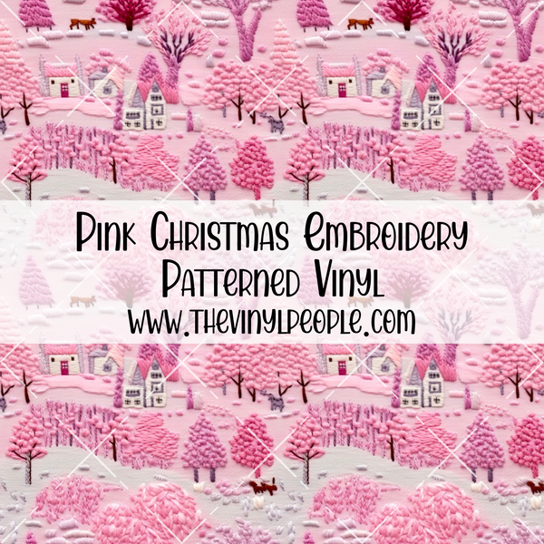 Pink Christmas Embroidery Patterned Vinyl