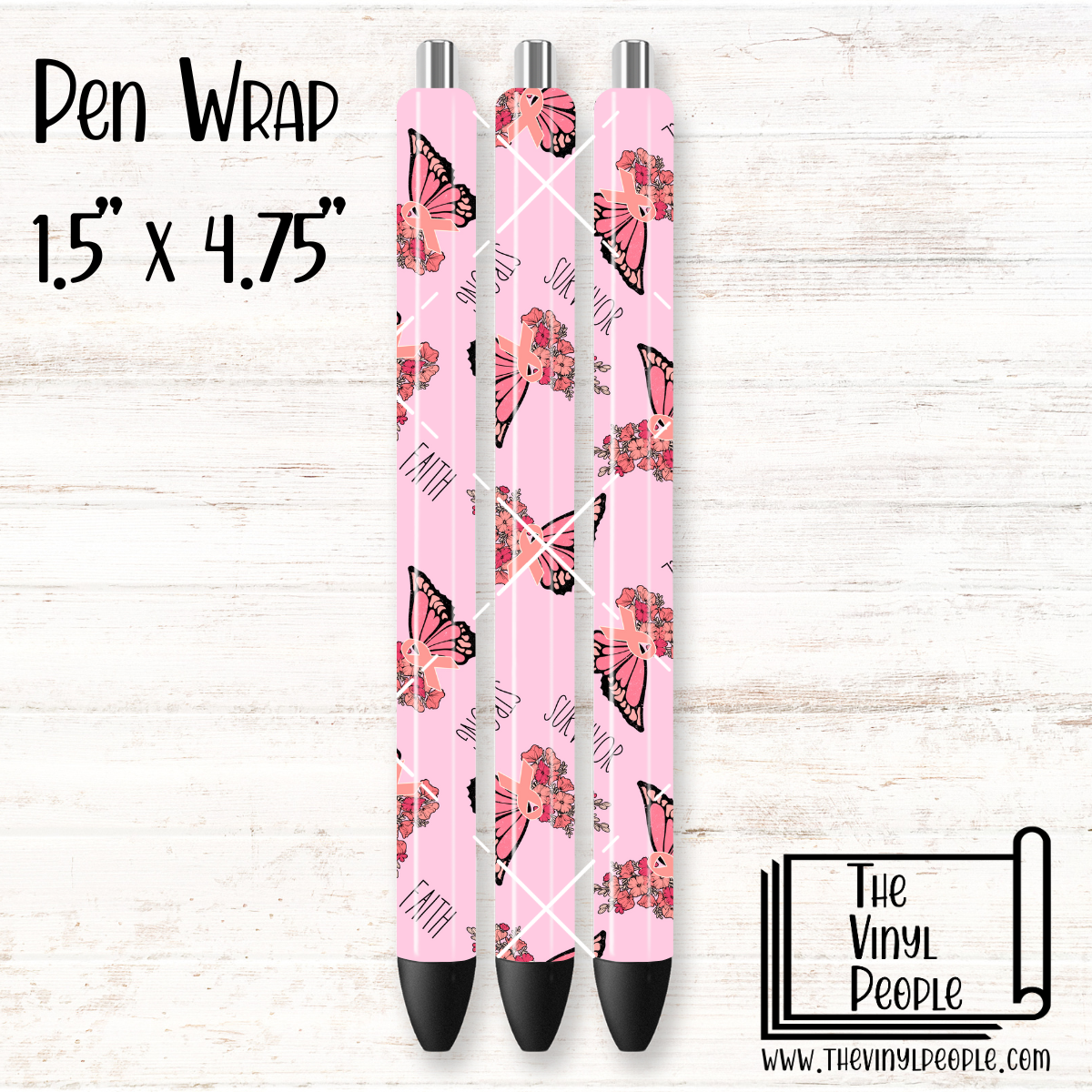 Pink Ribbon Butterfly Pen Wrap