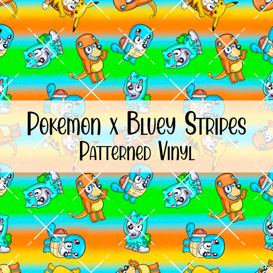 Pokemon x Bluey Stripes Patterned Vinyl