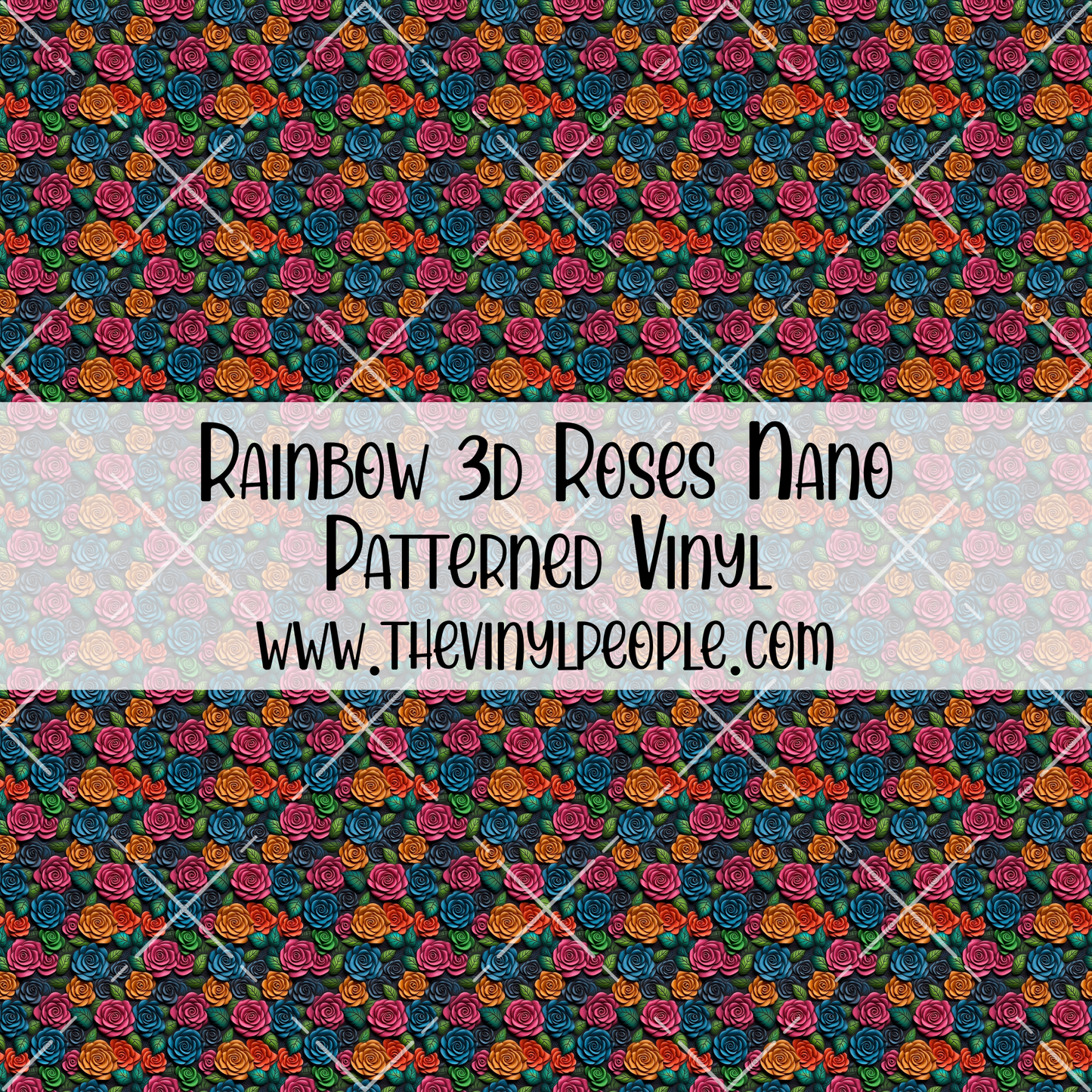Rainbow 3D Roses Patterned Vinyl