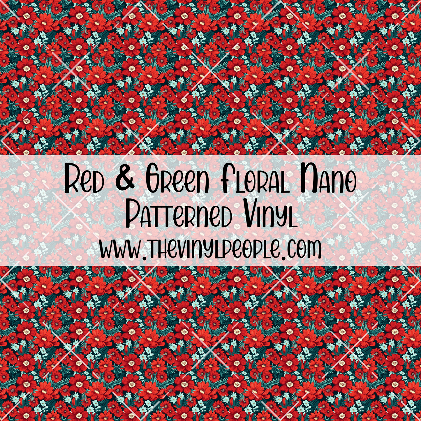 Red & Green Floral Patterned Vinyl