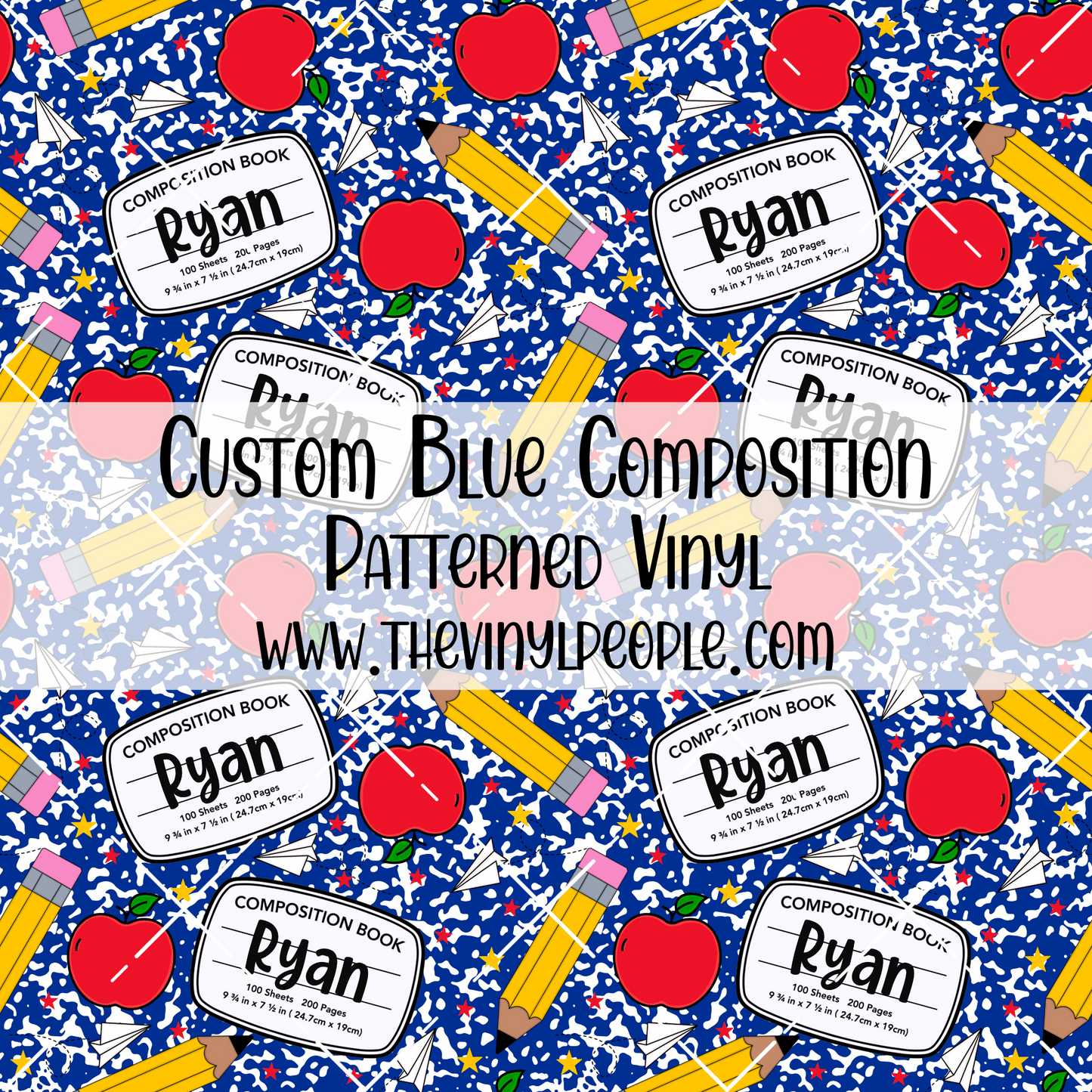 CUSTOM Blue Composition Patterned Vinyl