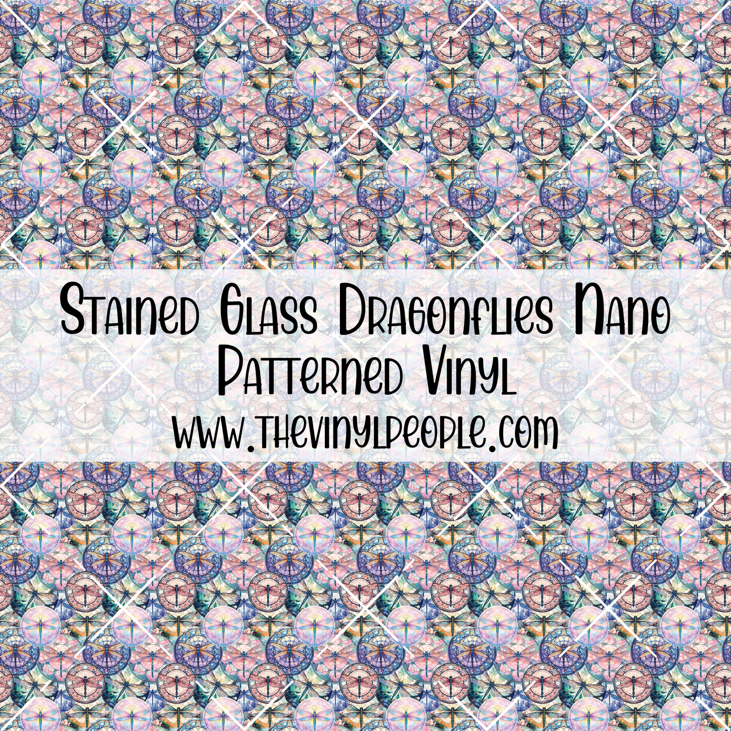 Stained Glass Dragonflies Patterned Vinyl