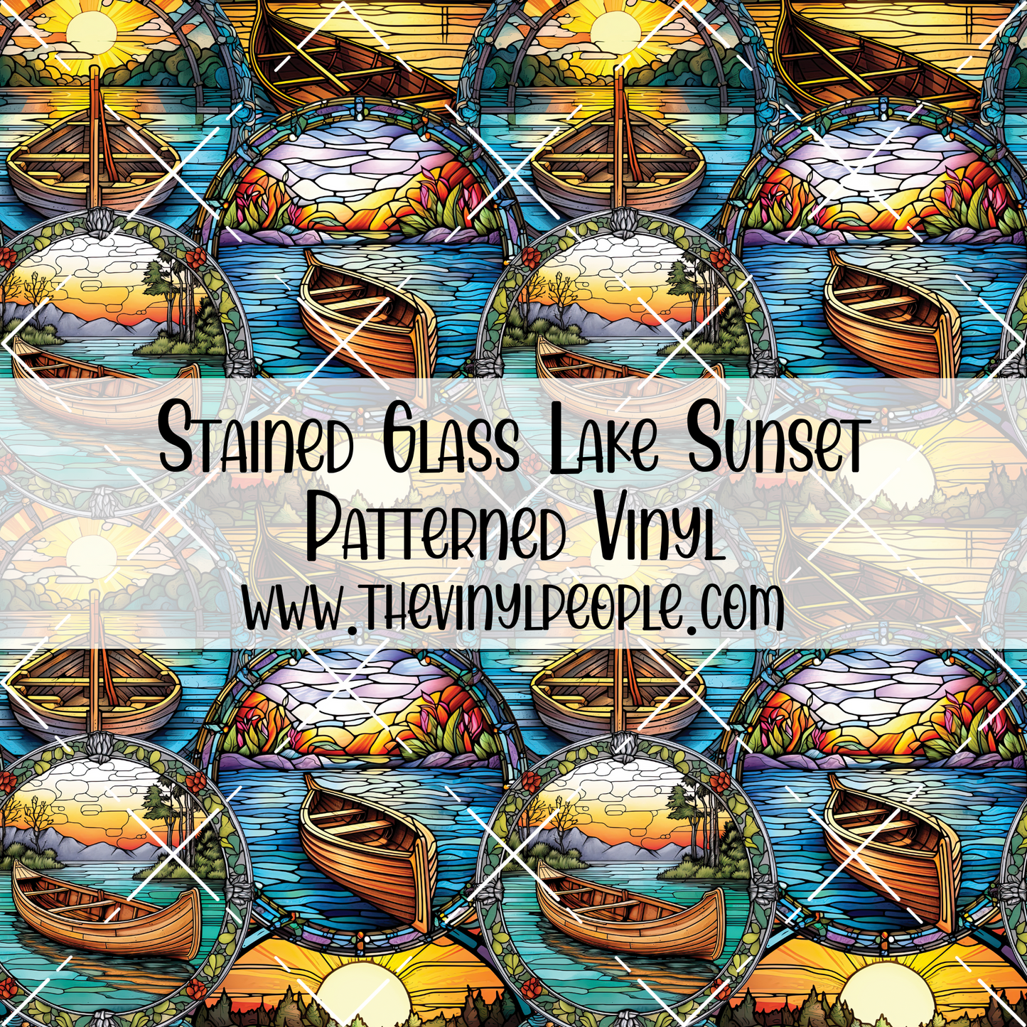 Stained Glass Lake Sunset Patterned Vinyl
