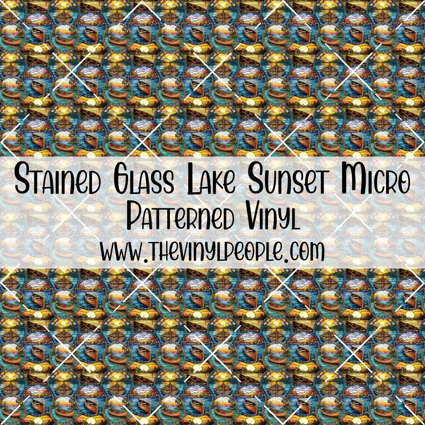 Stained Glass Lake Sunset Patterned Vinyl
