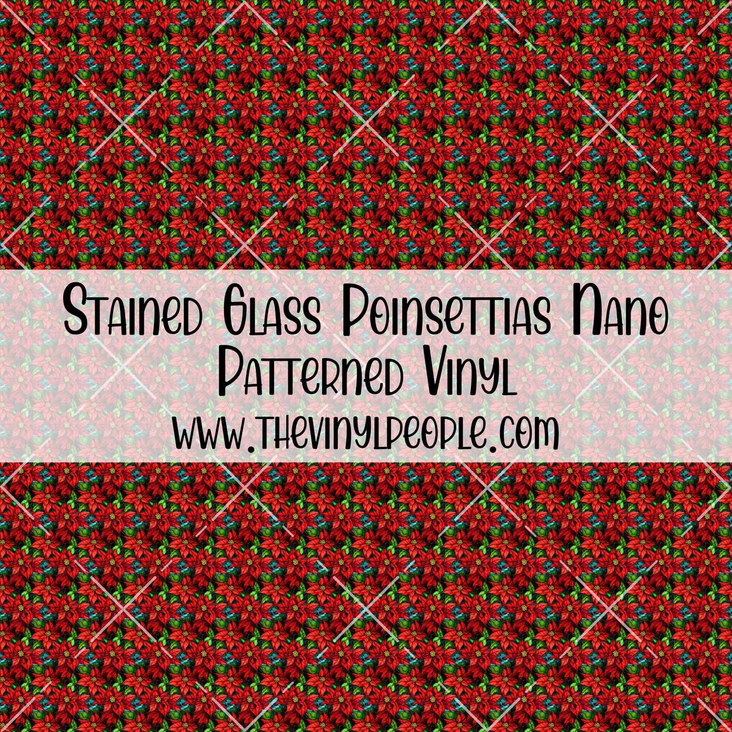 Stained Glass Poinsettias Patterned Vinyl