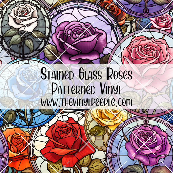 Stained Glass Roses Patterned Vinyl