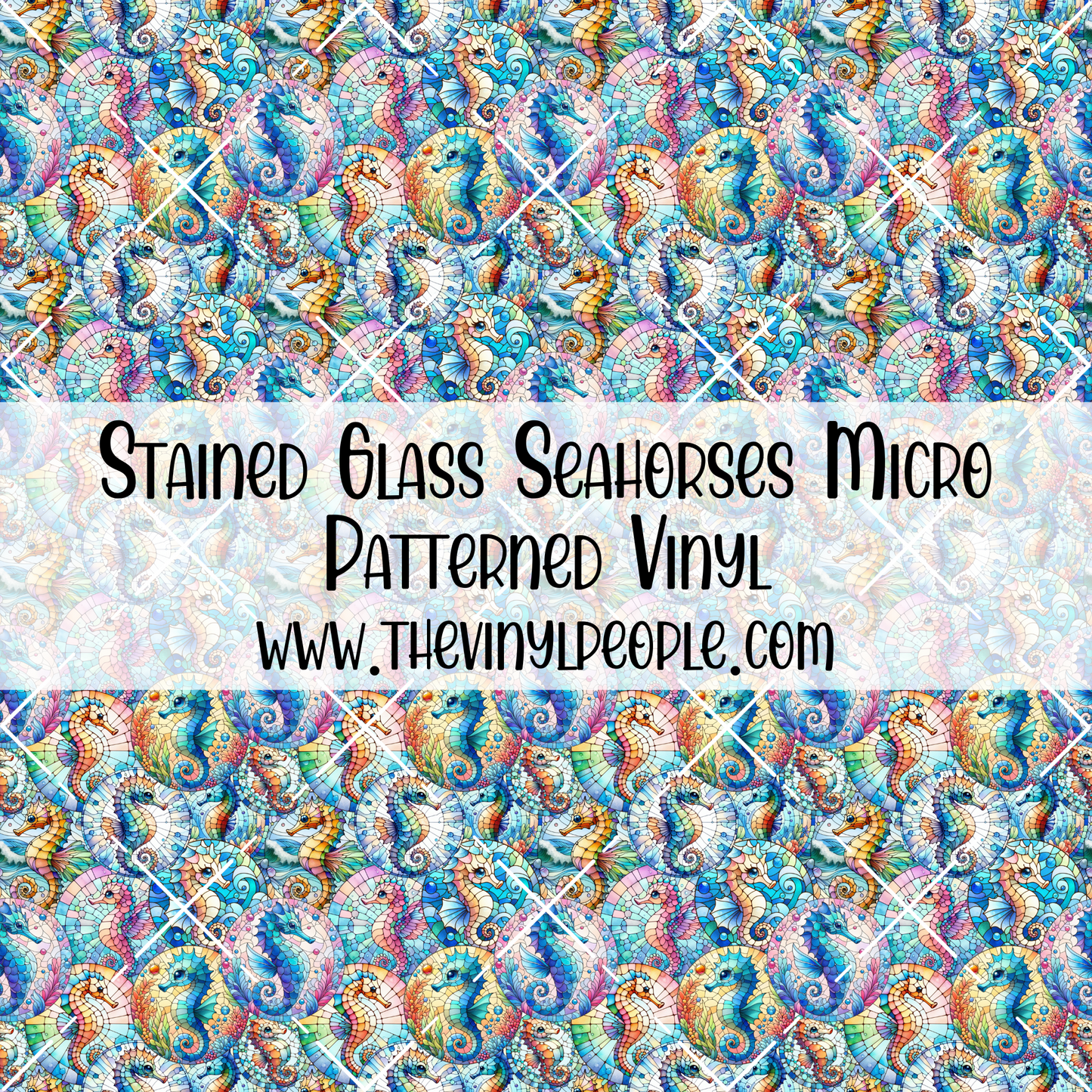 Stained Glass Seahorses Patterned Vinyl
