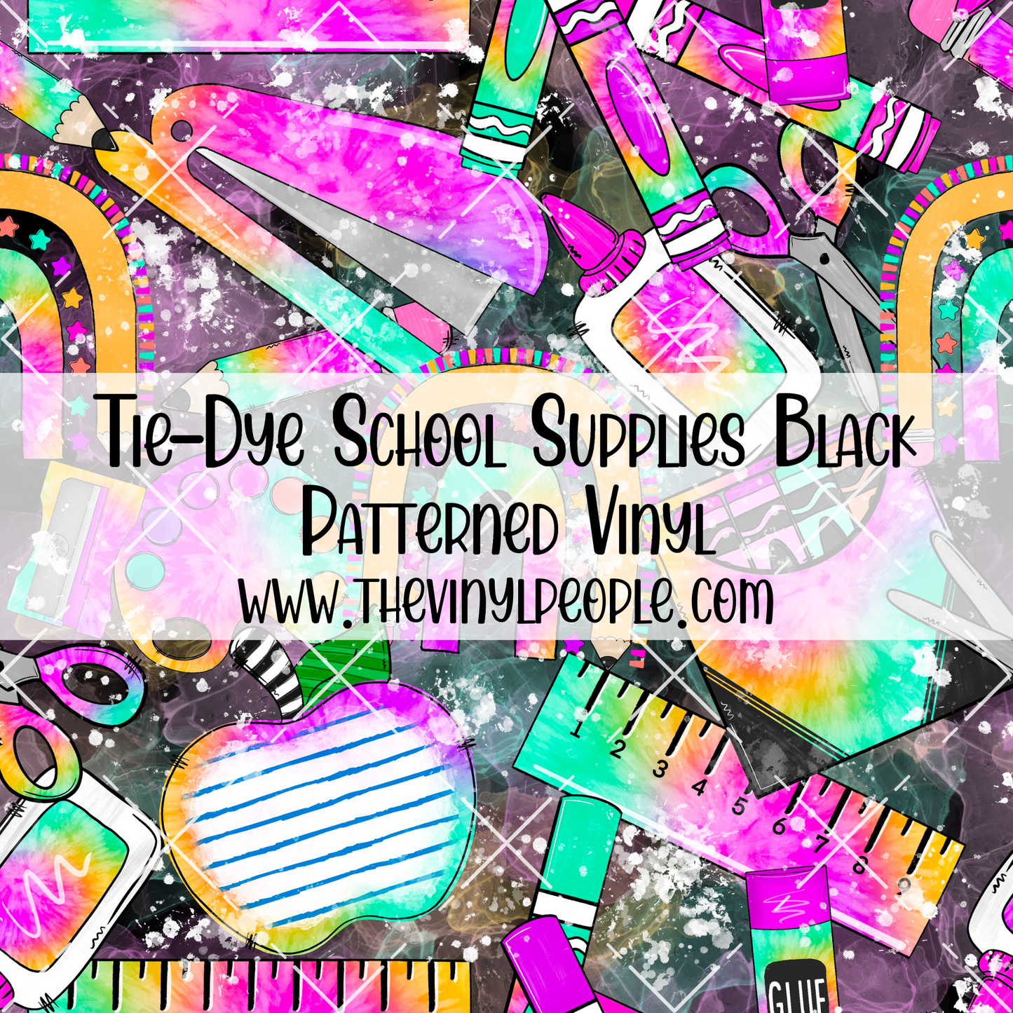 Tie-Dye School Supplies Black Patterned Vinyl
