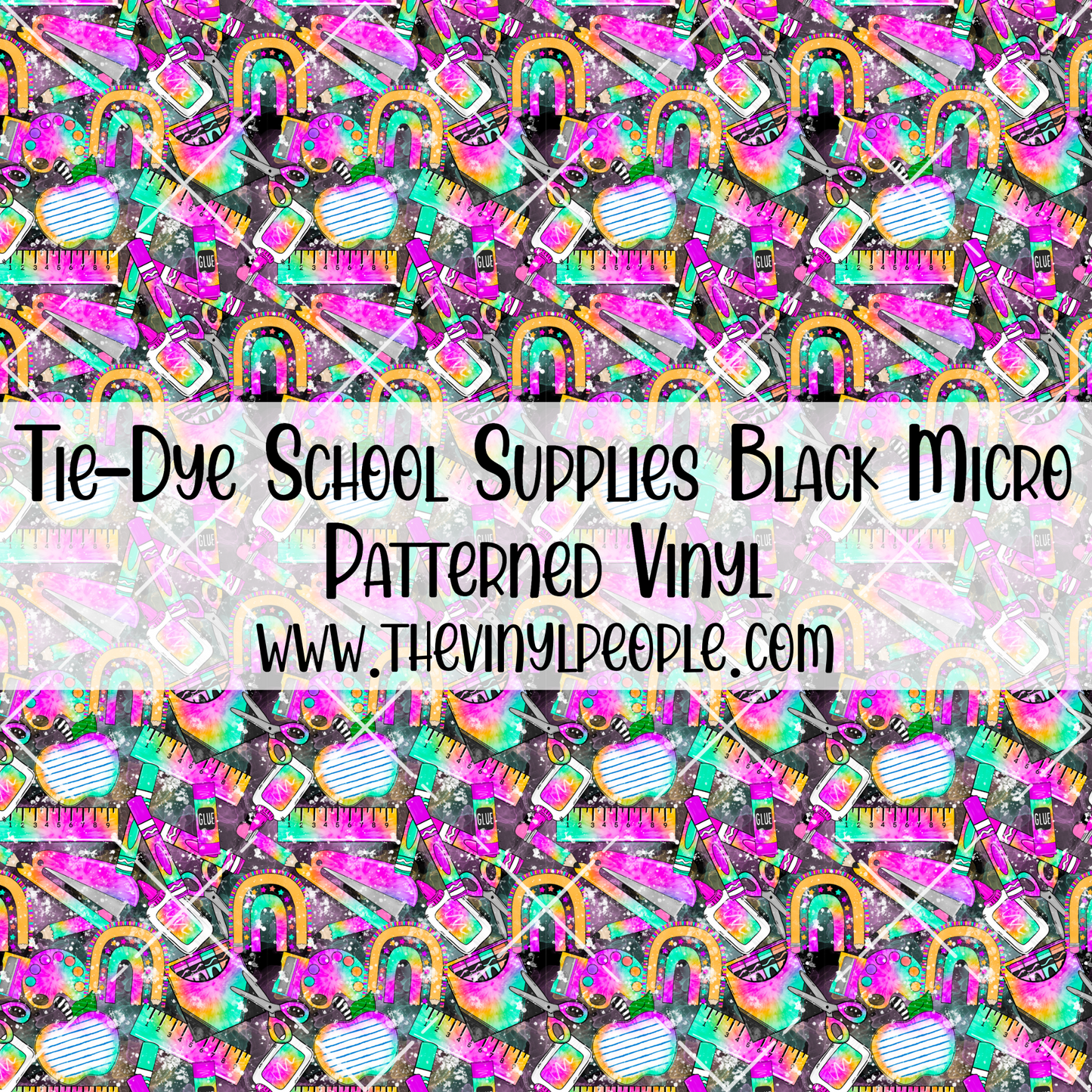 Tie-Dye School Supplies Black Patterned Vinyl