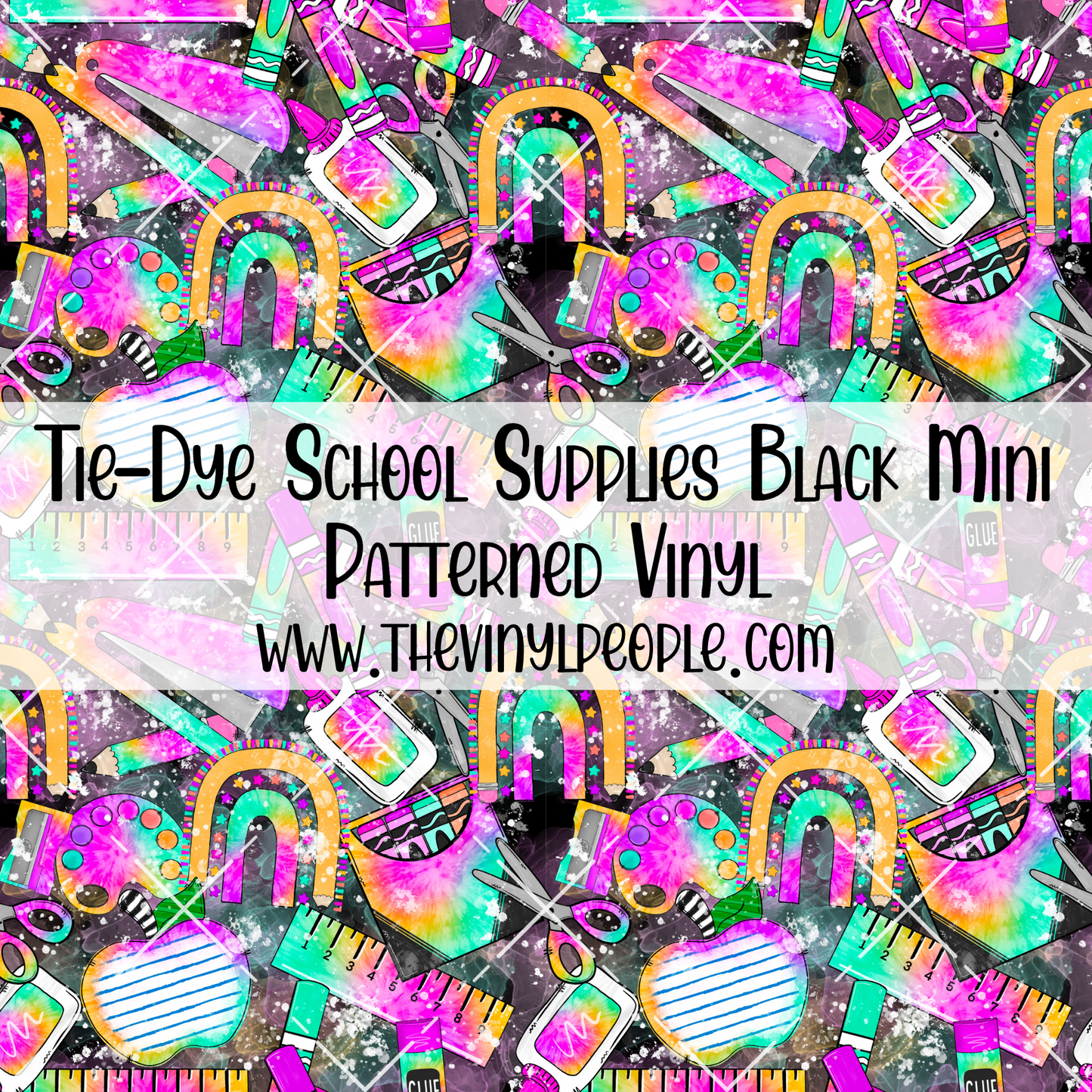 Tie-Dye School Supplies Black Patterned Vinyl