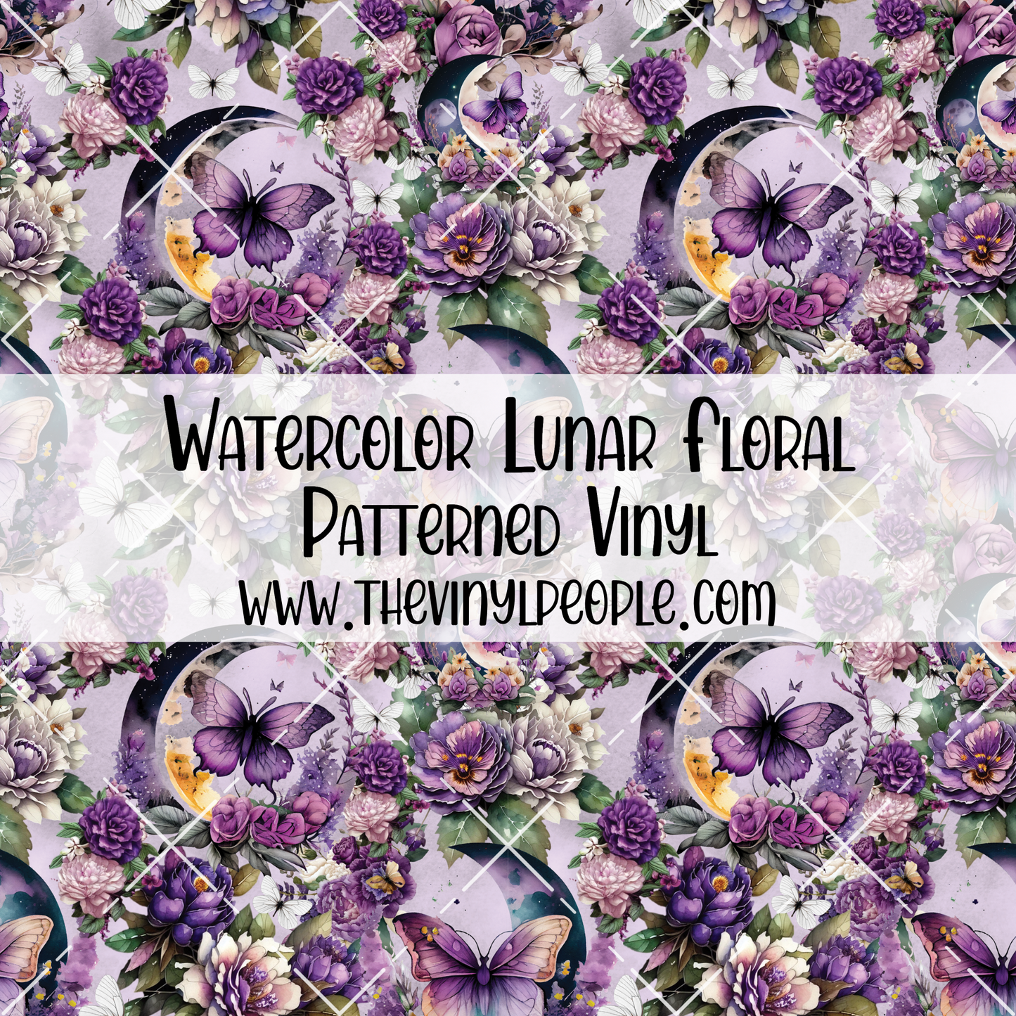 Watercolor Lunar Floral Patterned Vinyl
