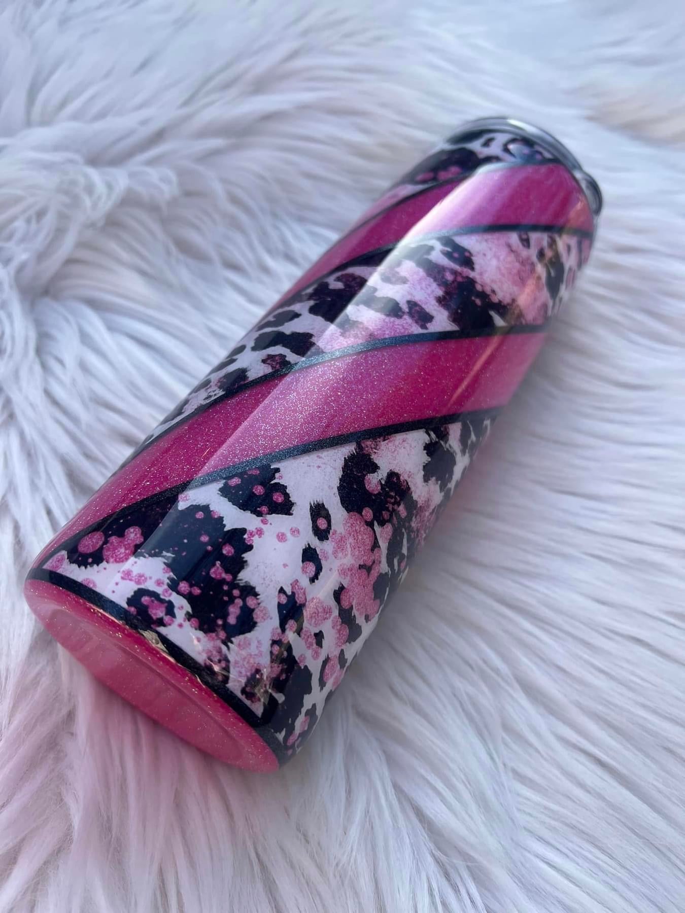 Pink Glitter Cowhide Patterned Vinyl