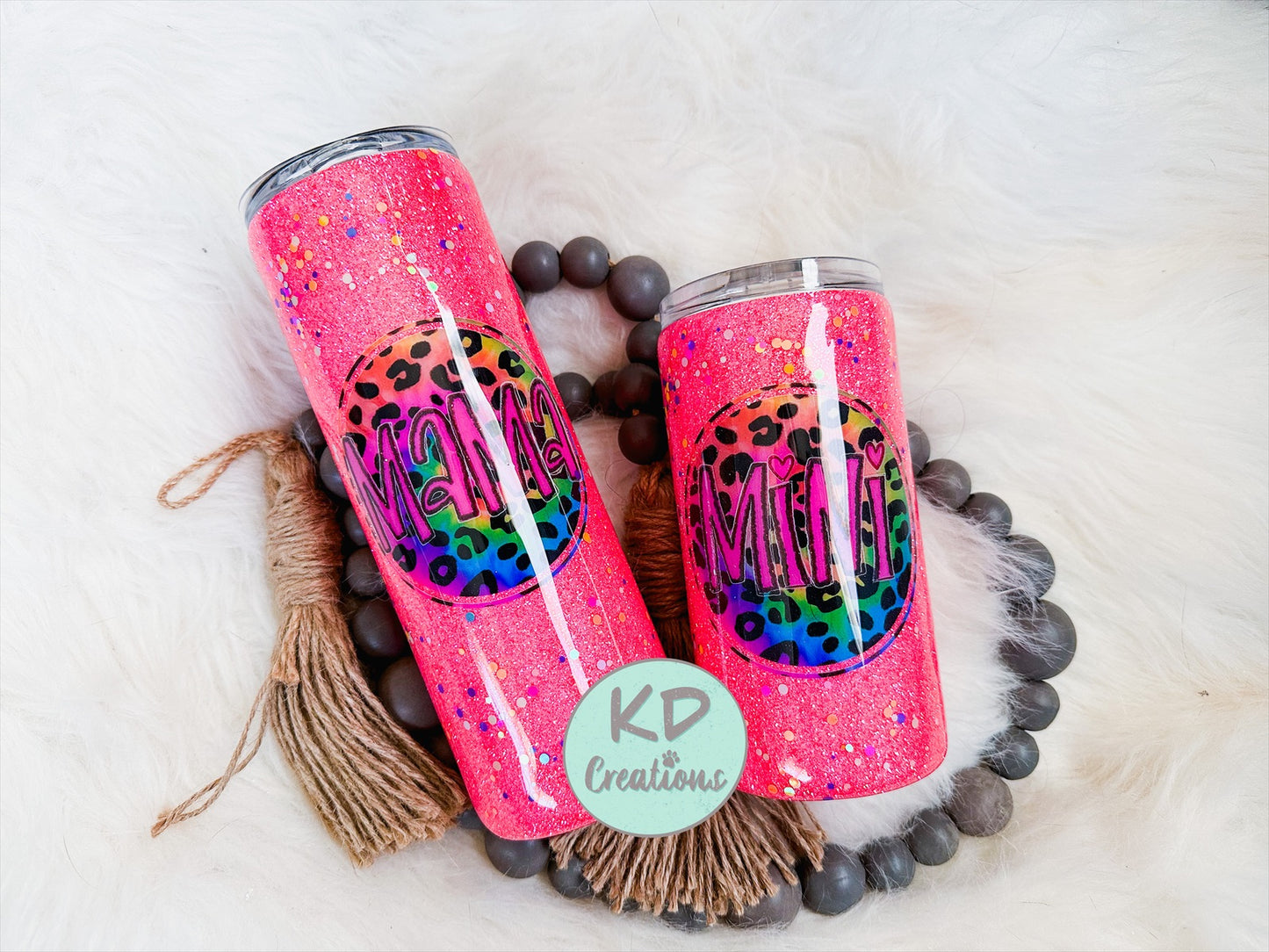 Mama/Mini Rainbow Leopard Frame Vinyl Decal