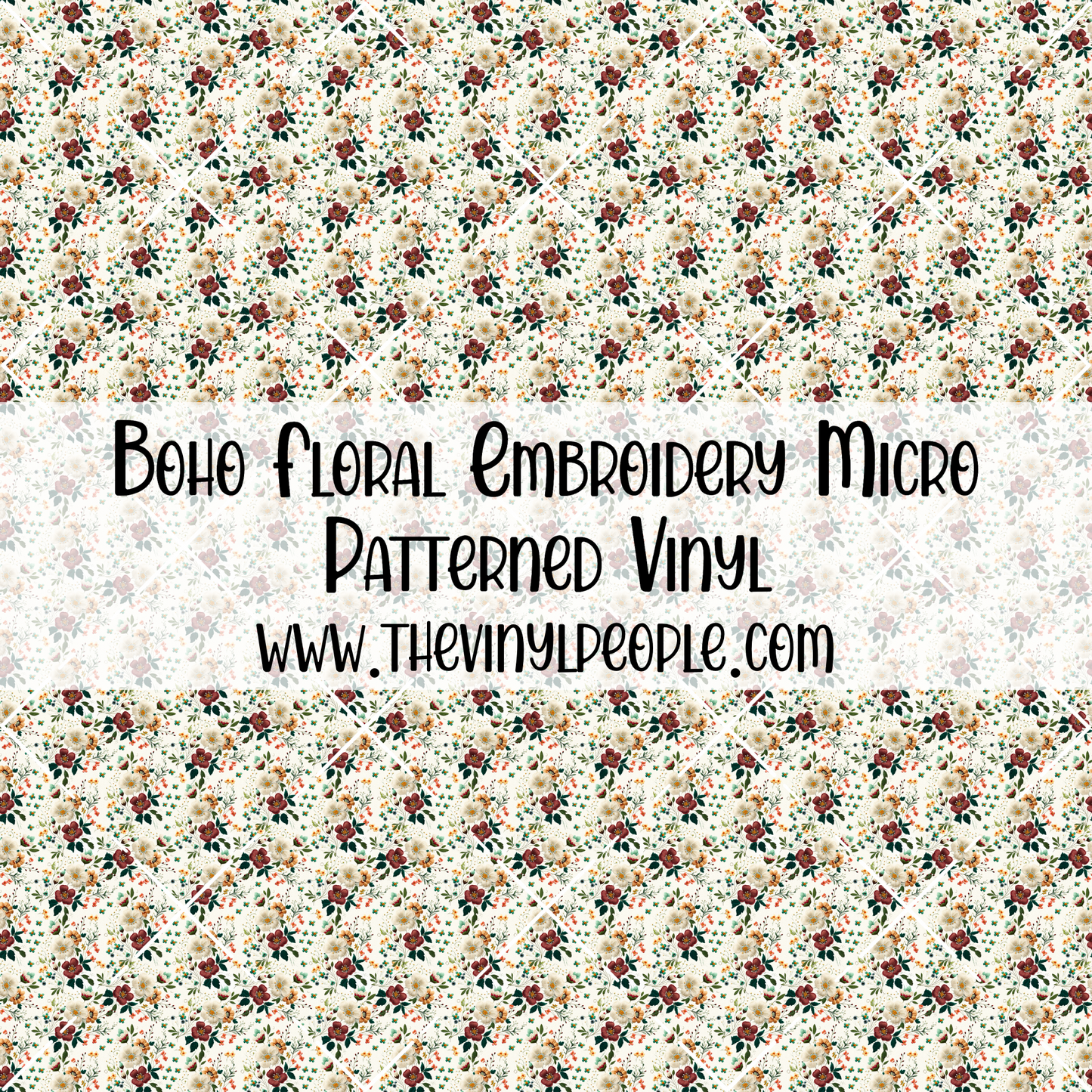 Boho Floral Embroidery Patterned Vinyl