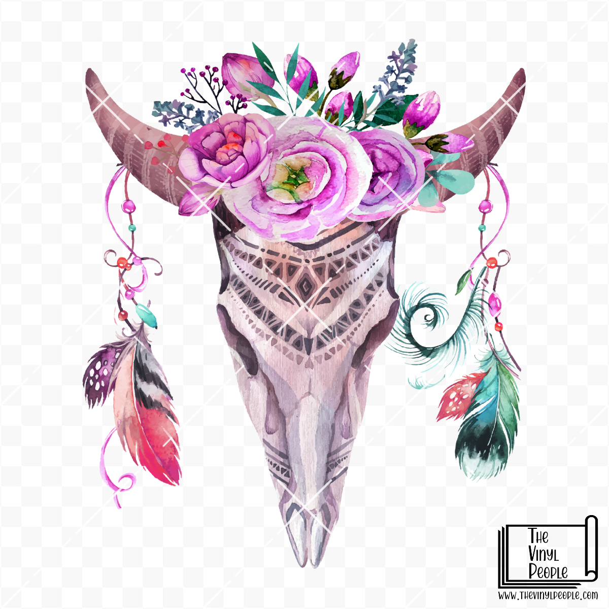 Bull Skull Dreamcatcher Vinyl Decal