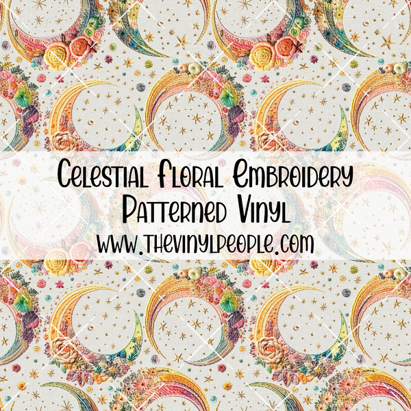 Celestial Floral Embroidery Patterned Vinyl