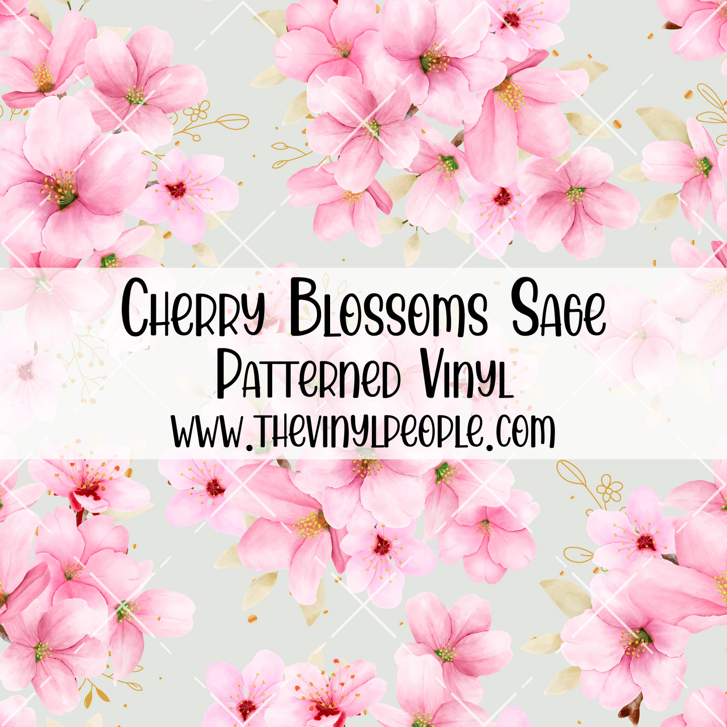 Cherry Blossoms Sage Patterned Vinyl