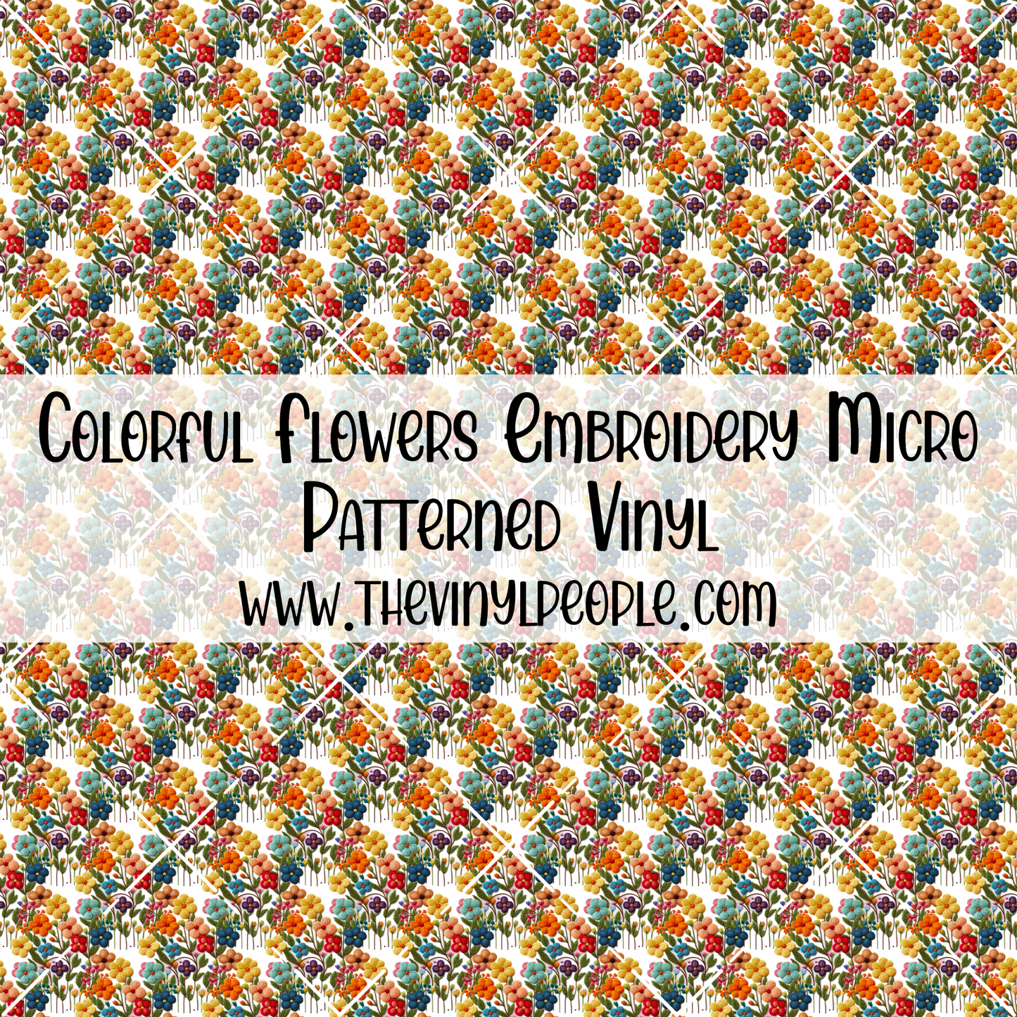 Colorful Flowers Embroidery Patterned Vinyl