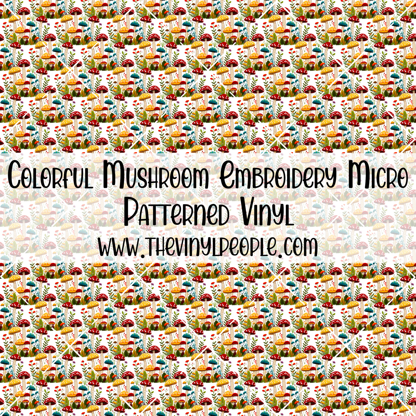 Colorful Mushroom Embroidery Patterned Vinyl