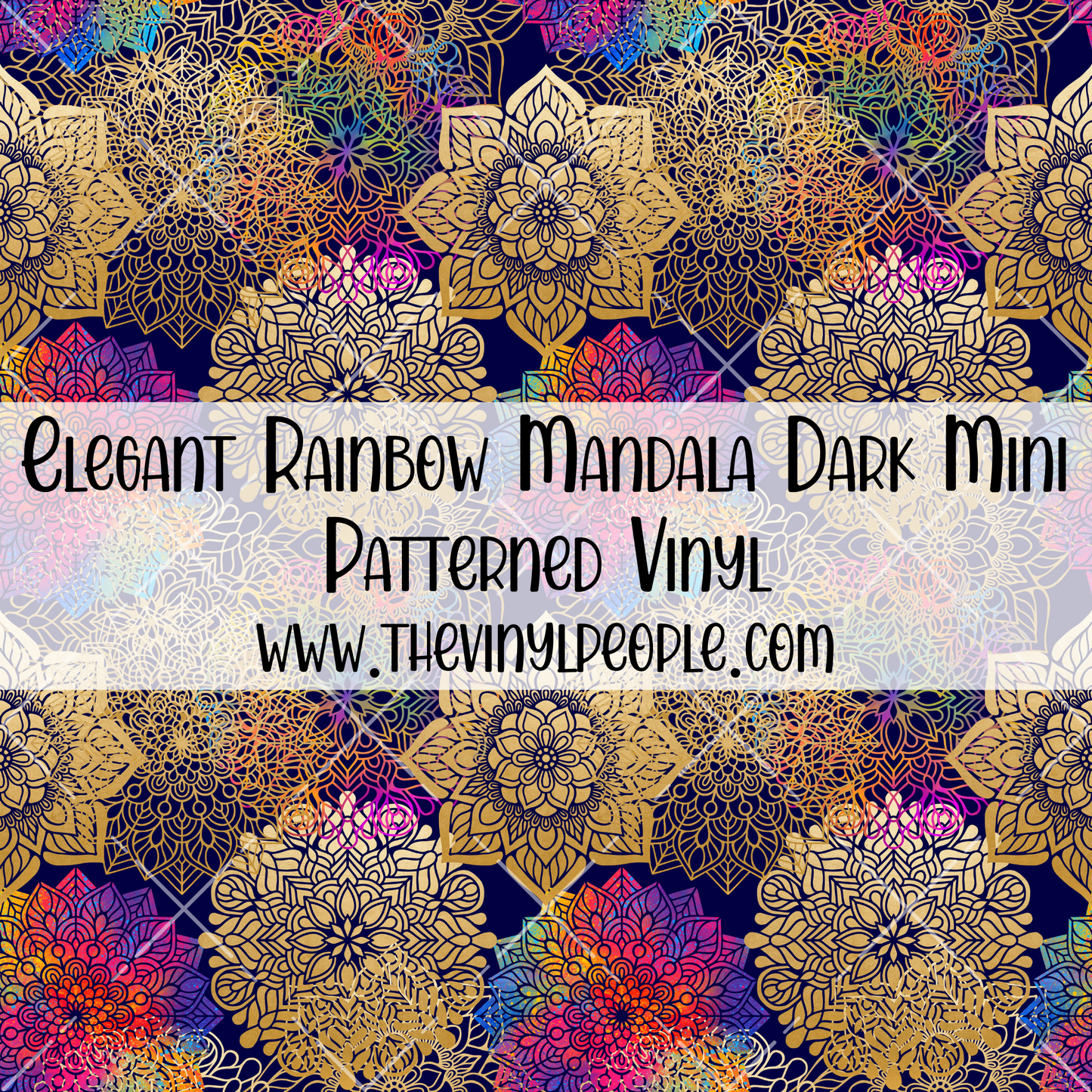 Elegant Rainbow Mandala Dark Patterned Vinyl