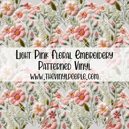 Light Pink Floral Embroidery Patterned Vinyl