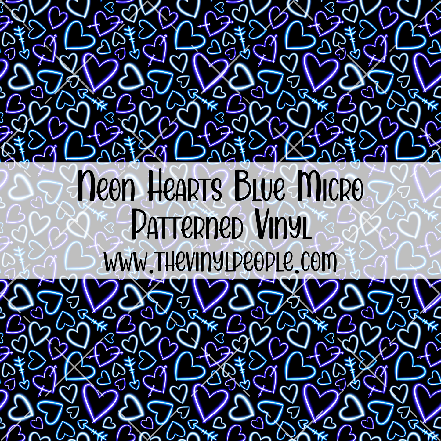 Neon Hearts Blue Patterned Vinyl