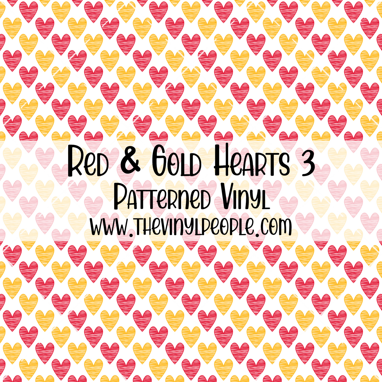 Red & Gold Hearts Patterned Vinyl