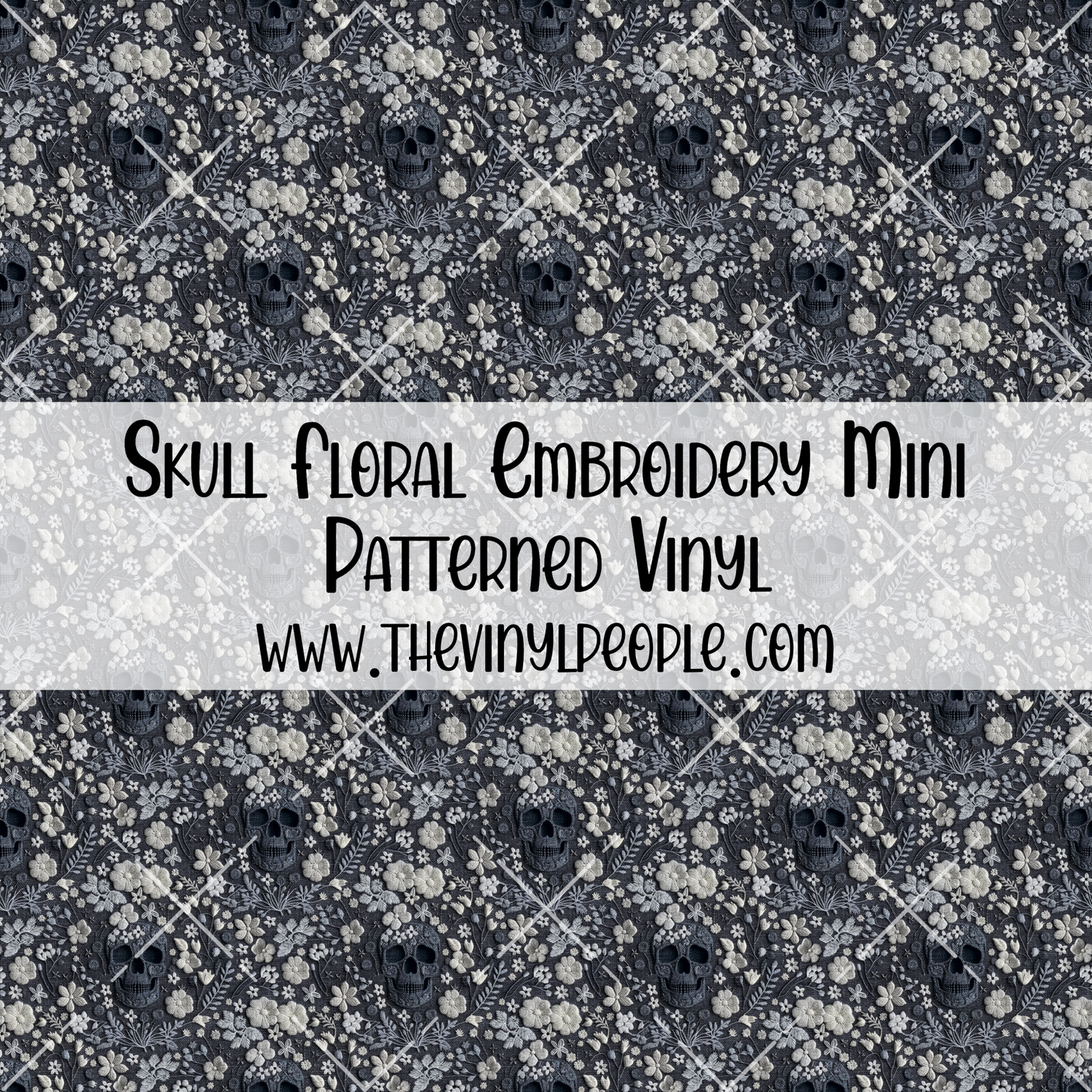 Skull Floral Embroidery Patterned Vinyl