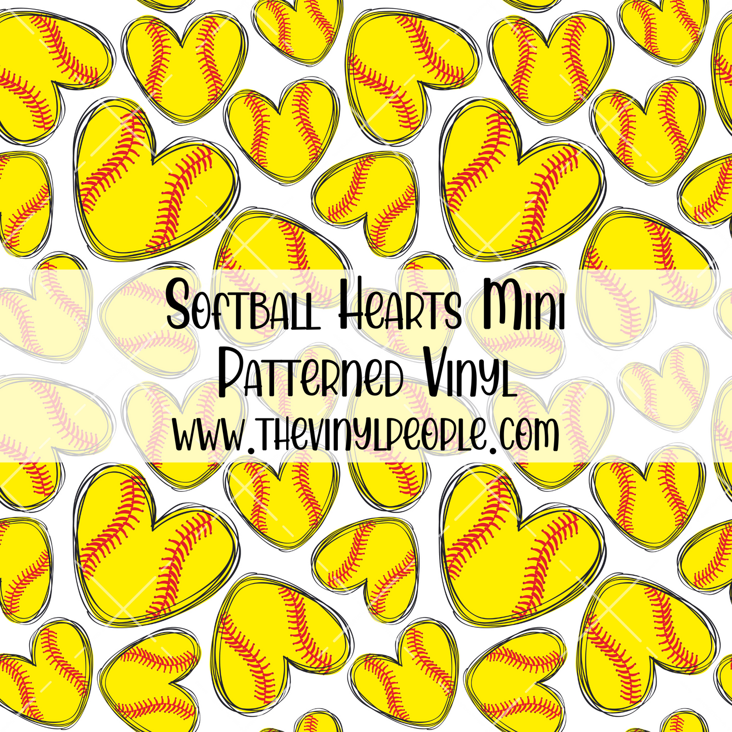 Softball Hearts Patterned Vinyl