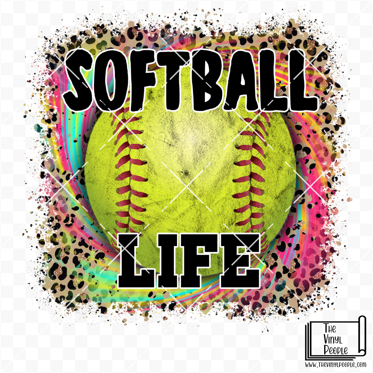 Softball Life Leopard Vinyl Decal