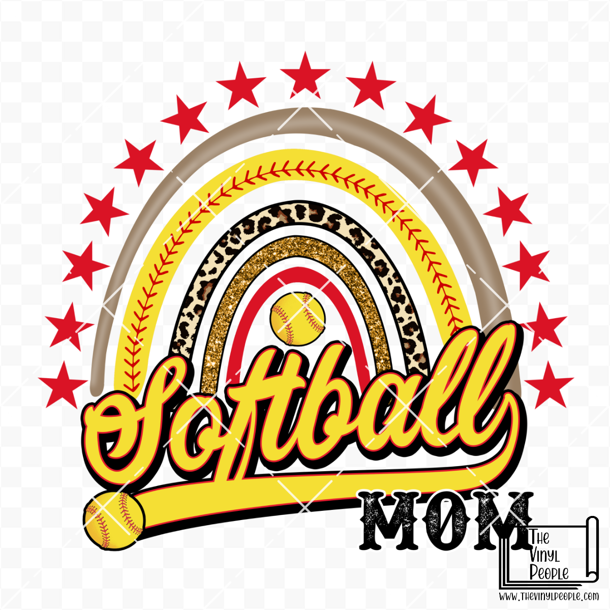 Softball Mom Rainbow Vinyl Decal