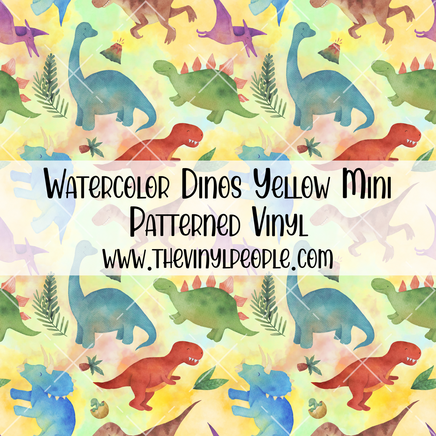 Watercolor Dinos Yellow Patterned Vinyl