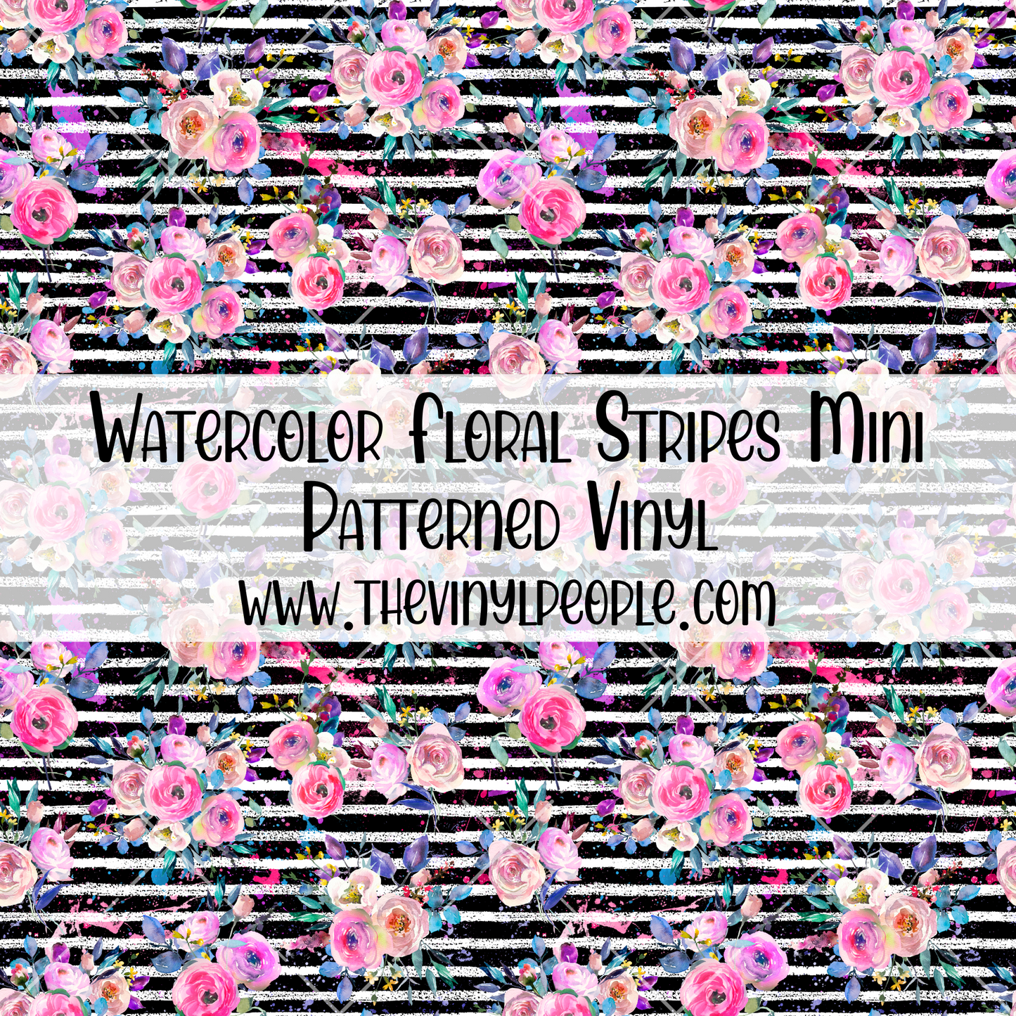 Watercolor Floral Stripes Patterned Vinyl