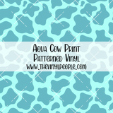 Aqua Cow Print Patterned Vinyl